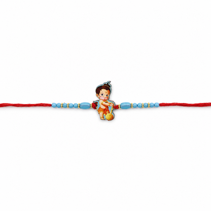 Little Hanuman Kids Rakhi with Blue Bead Chain and Red Thread