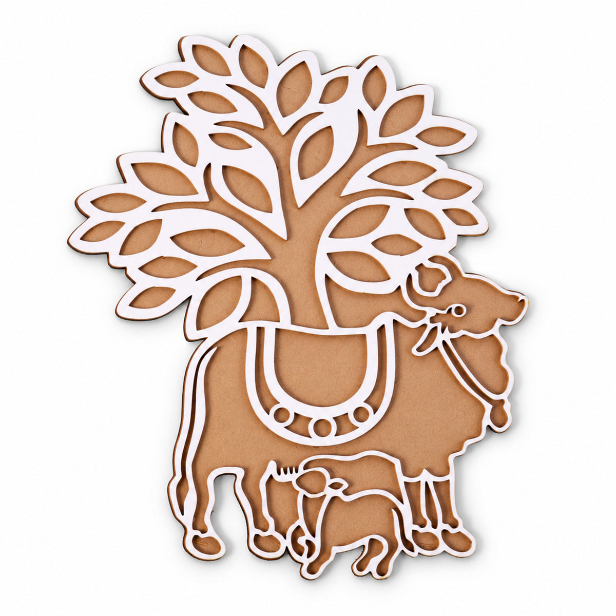 Cow and Calf Rangoli Stencil Board for Puja, Festival and Home Entrance Decor