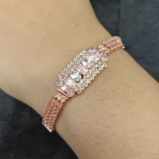 Rose Gold Plated Ad Stone Adjustable Bracelet