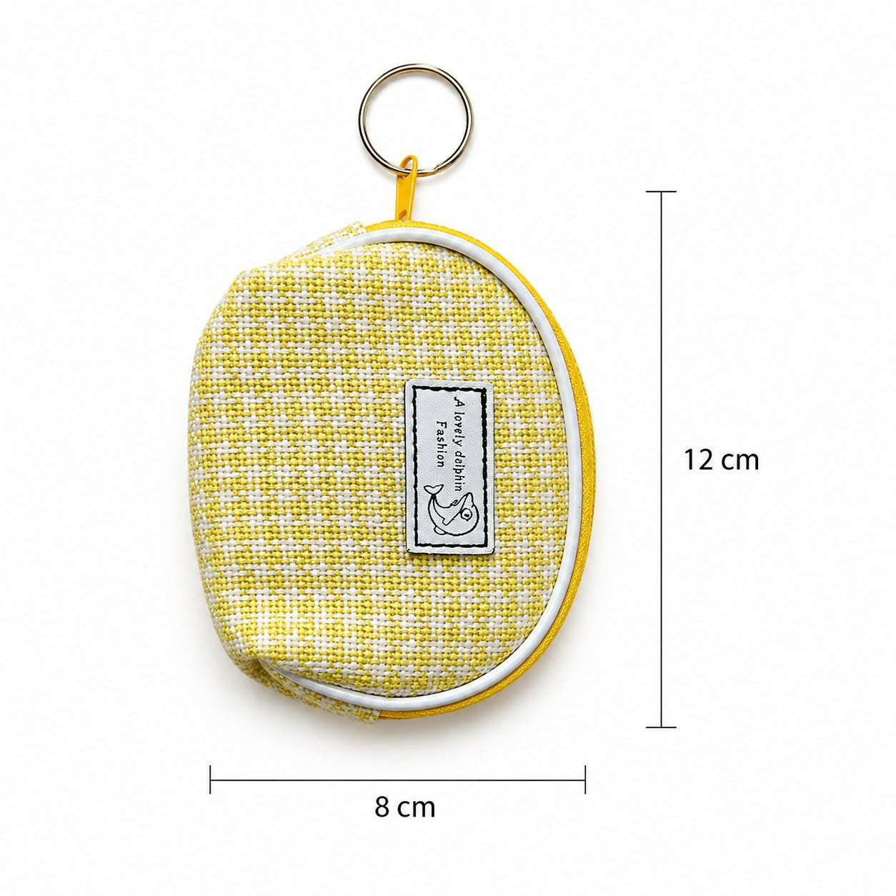 Portable mini coin pouch with zipper and keyring