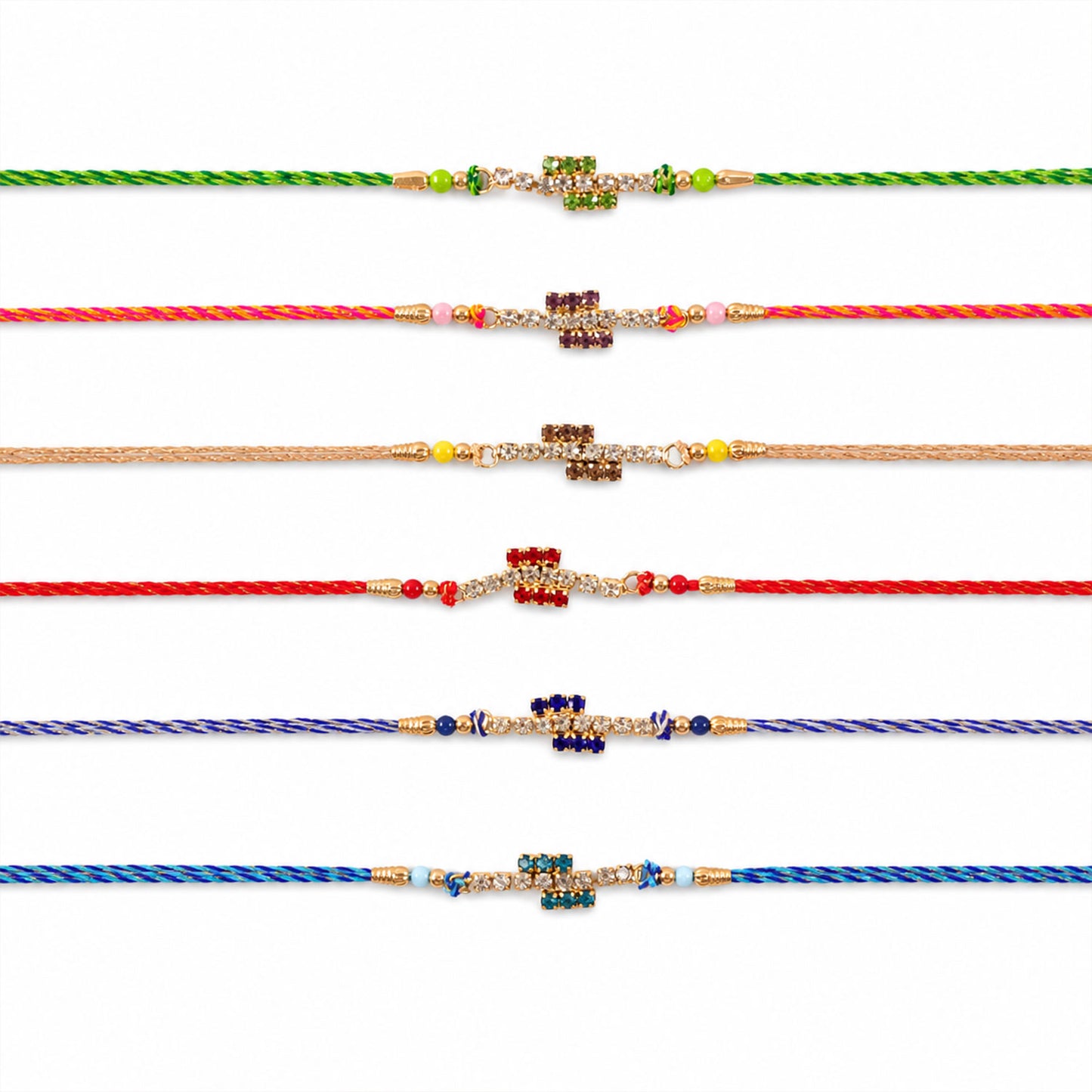 Small Square Stone Rakhi for Raksha Bandhan Gifting (Pack of 6)