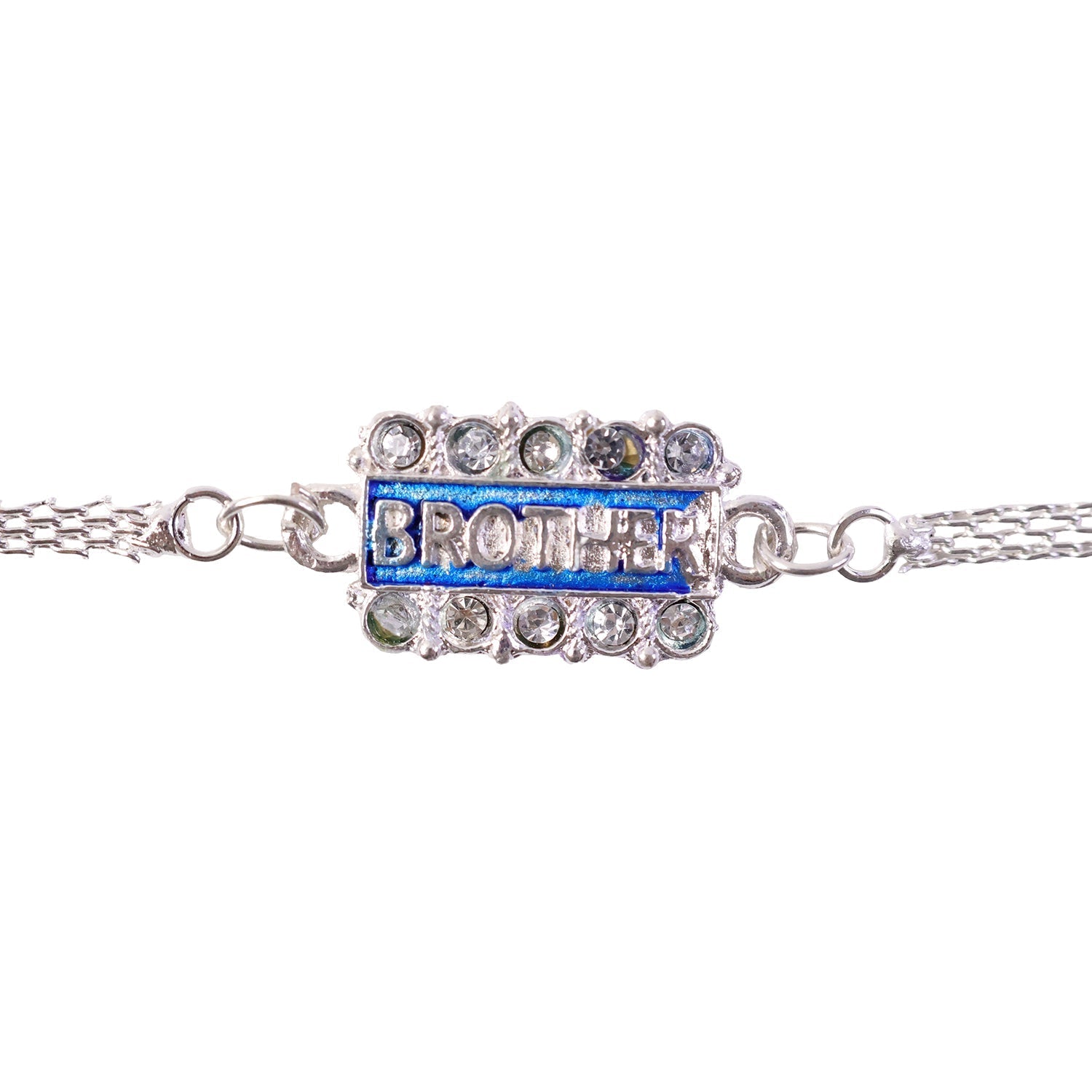 Brother Nameplate Chain Style Stone Studded Designer Rakhi (5pcs)