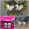 Sterling Silver Stud Earrings Set – Butterfly & Heart Designs
