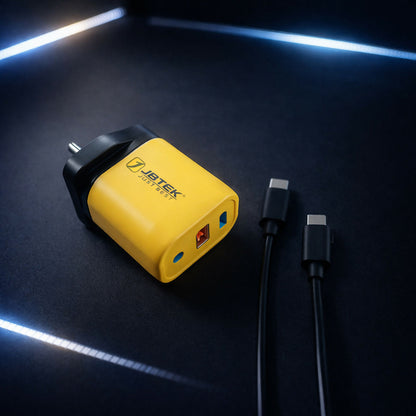 Fast 65W Charging Adapter with Dual Output Ports for Smartphones and Devices