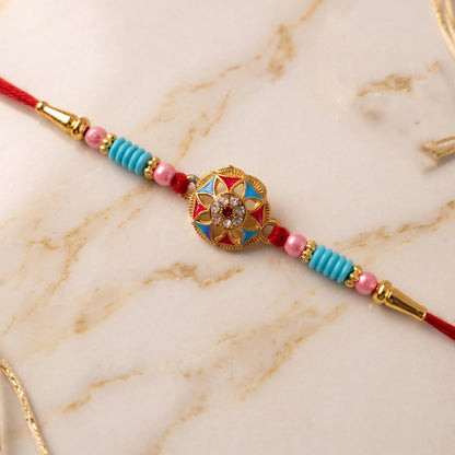 Floral Stone Beaded Rakhi Stylish Brother Gift for Raksha Bandhan (5pcs)