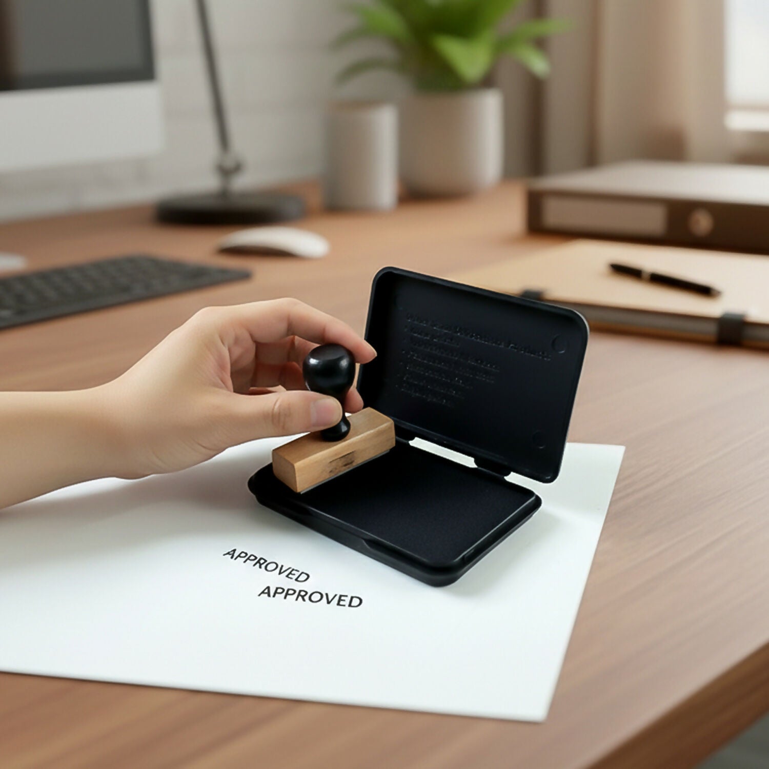 Officemate Small Stamp Pad Feather Touch Black Ink Long-Life Micro Cellular Foam (88cm x54cm)