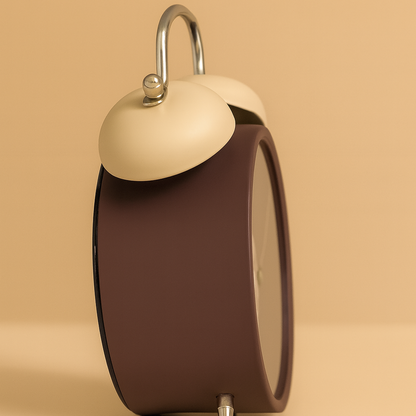 Retro Twin Bell Loud Alarm Clock for Bedroom | Brown Vintage Table Clock | Quartz