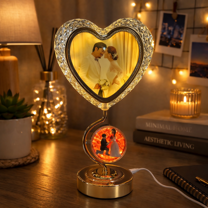 Heart Shape LED Photo Frame Lamp with Dual Display Table Light
