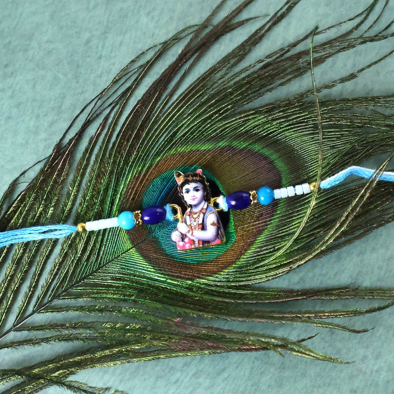 Lord Krishna Rakhi for Raksha Bandhan with Beads Design (5pcs)
