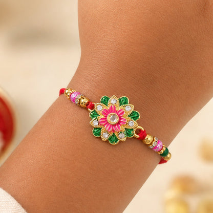Floral Stone Work Designer Rakhi for Raksha Bandhan Special Wear (10pcs)