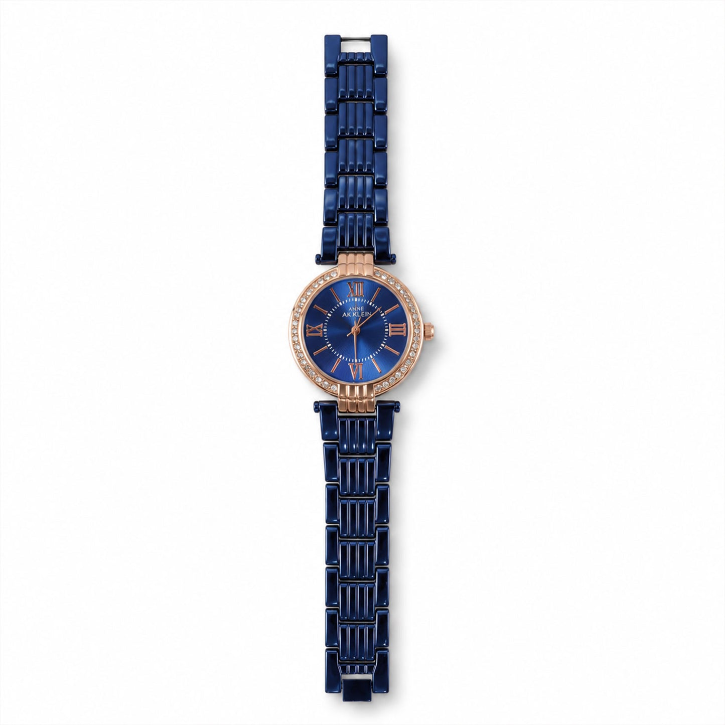 Women's blue analog watch displayed on a surface, ready for daily wear or special occasions.