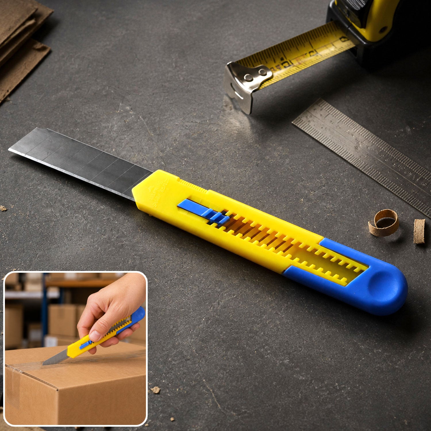 Heavy Duty 18mm Paper Cutter Knife with Snap Off Blade & Slide Lock for Box Cutting