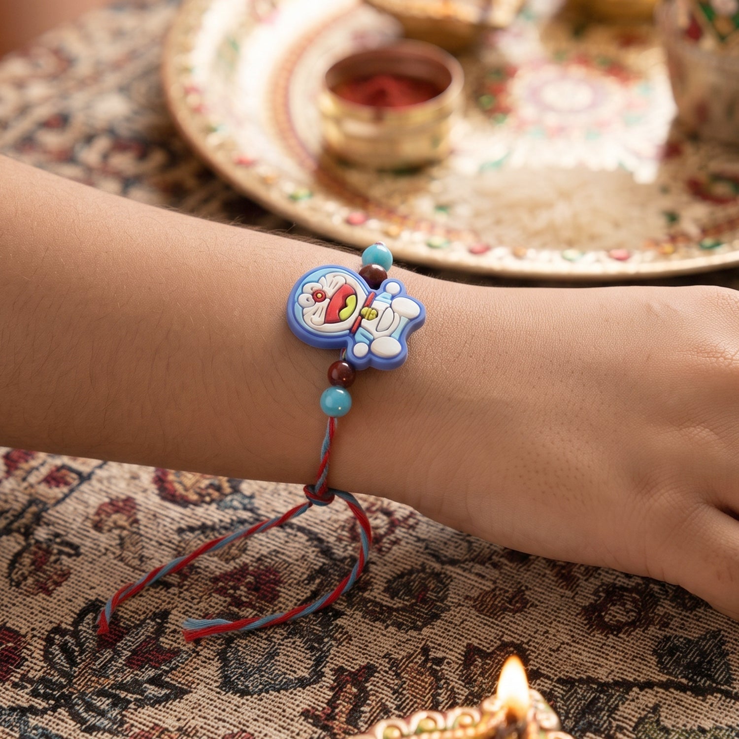 Cute Cartoon Face Kids Rakhi with Fun Beaded Festive Look Work (10pcs)