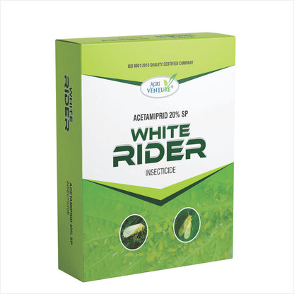 AgriVenture WHITE RIDER ( Acetamiprid 20% SP )Insecticide, Used For The Control Of Sucking Pests Like White Fly, Aphid And Jassids(100Gm,250Gm)