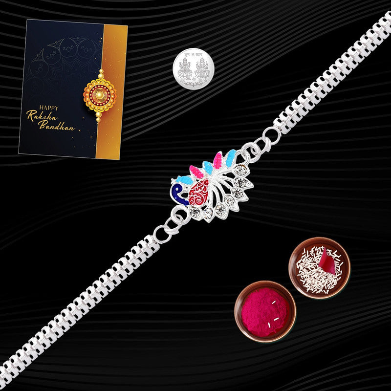 periapt Designer Rakhi Gift Set with Roli Chawal, Greeting Card & Coin | Assorted Rakhi