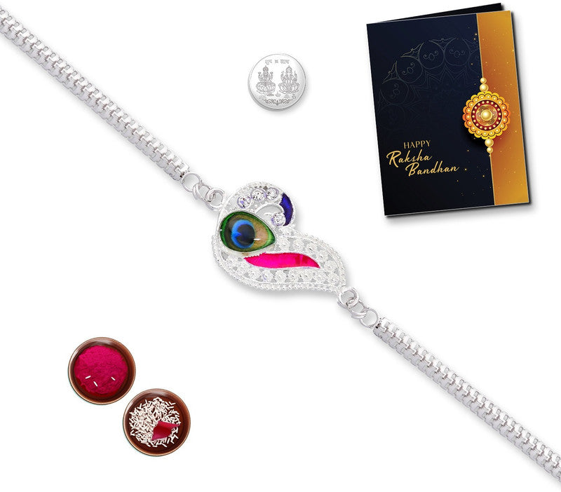 periapt Bracelet Rakhi set of 1 with Silver Coin | Assorted Rakhi, Greeting Card, Coins