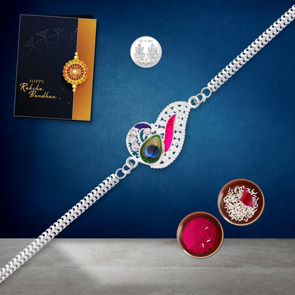 periapt Bracelet Rakhi set of 1 with Silver Coin | Assorted Rakhi, Greeting Card, Coins