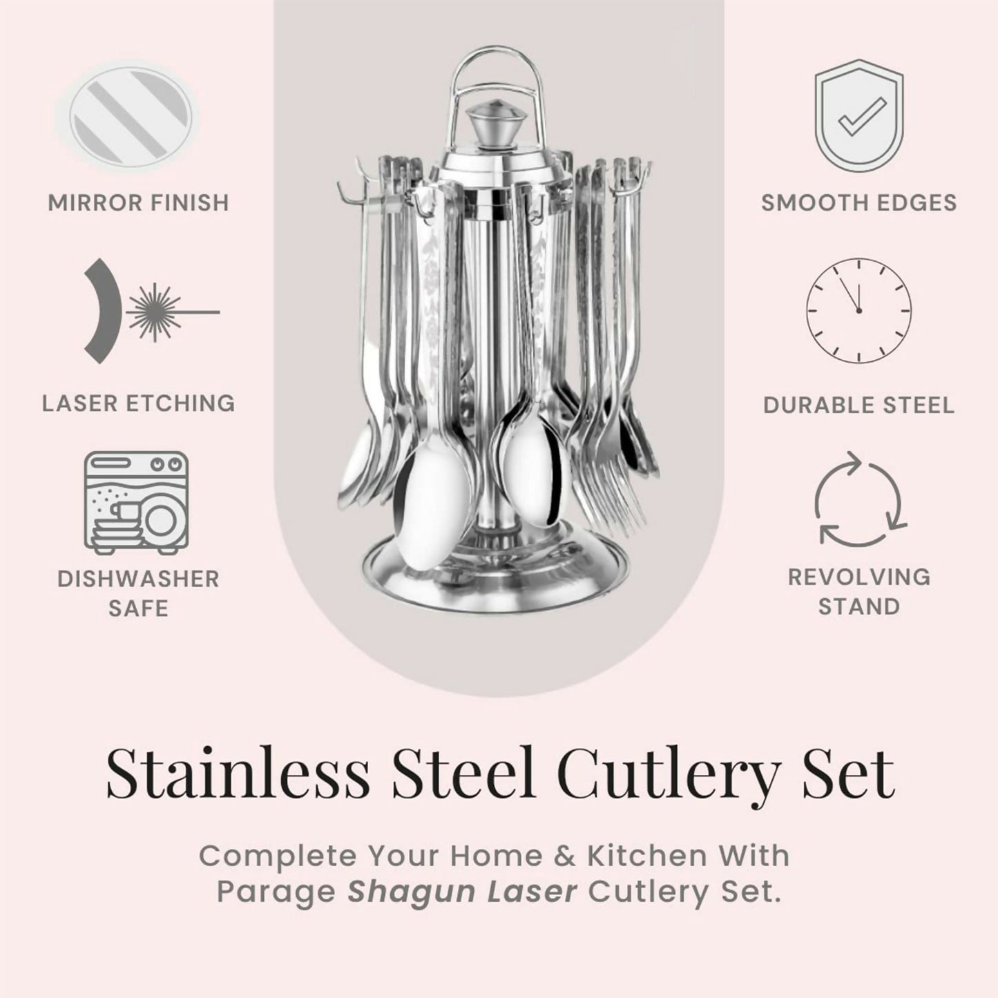 Durable rust-resistant stainless steel spoons and forks set