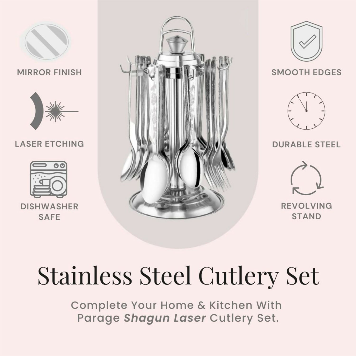 Durable rust-resistant stainless steel spoons and forks set