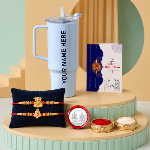 Ganesha Rakhi for Brother with Travel Tumbler - Rakshabandhan Gift Set, Pack of 6