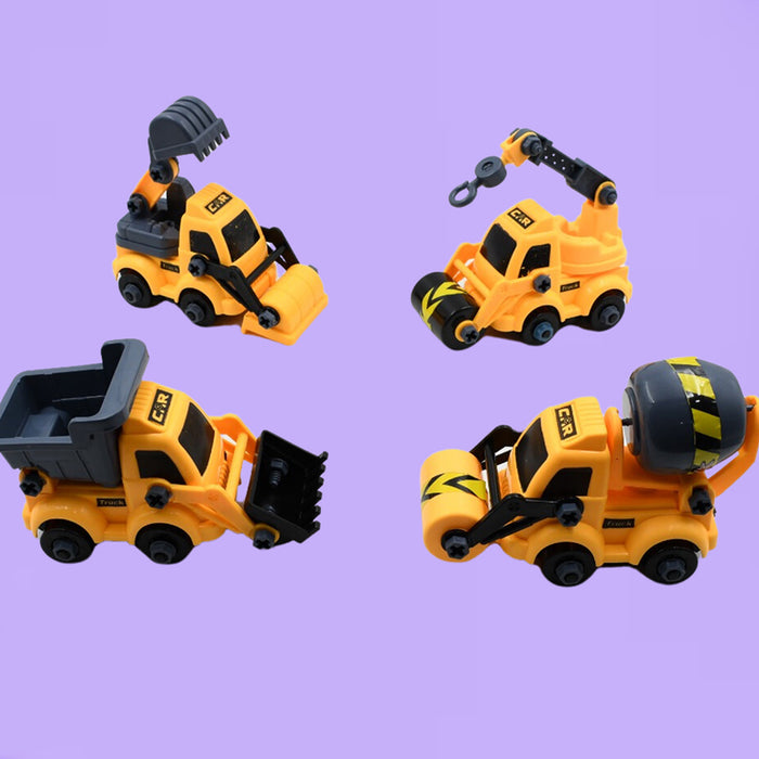 Engineering vehicles Nut Assembly Vehicle Toy, DIY Nut Assembly Vehicle Model Toy Highly Simulation Children Kids Car Model Toy Set (4 Pc Set)