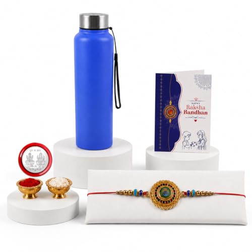 Rakhi for Brother with Water Bottle-1000ml - Rakshabandhan Gift Set, Pack of 5