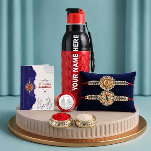 Round Rakhi for Brother with Water Bottle - Raksha Bandhan Gift Set, Pack of 6
