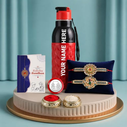 Round Rakhi for Brother with Water Bottle - Raksha Bandhan Gift Set, Pack of 6