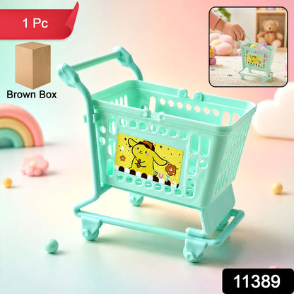 Mini Shopping Cart Trolley Toy with Rolling Wheels for Kids Pretend Play (1 Pc)