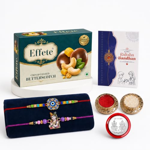 Evil Eye Rakhi Combo - Raksha Bandhan Gift with Choco Butterscotch 32gm, Pack of 6