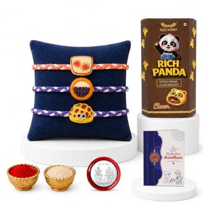 Rakhi for Brother with Biscuit 60gm - Rakshabandhan Gift Set, Pack of 7
