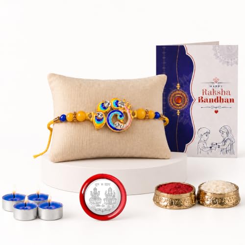 Bird Rakhi Combo - Raksha Bandhan Gift with Tealight Candles 4pcs, Pack of 5 | Rakhi Gift