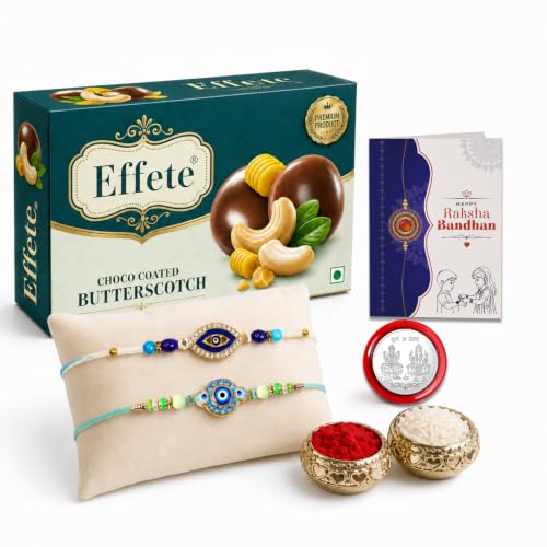 Evil Eye Rakhi Combo - Raksha Bandhan Gift with Choco Butterscotch 32gm, Pack of 6