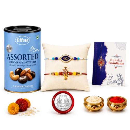 Krishna, Evil Eye Rakhi Combo - Raksha Bandhan Gift with Assorted Choco 96gm, Pack of 6