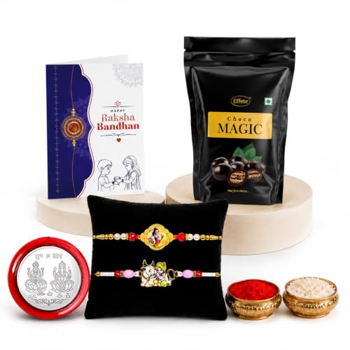 Krishna Rakhi Combo - Raksha Bandhan Gift with Choco Magic Standy Pouch, Pack of 6