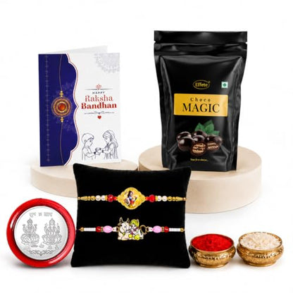 Krishna Rakhi Combo - Raksha Bandhan Gift with Choco Magic Standy Pouch, Pack of 6