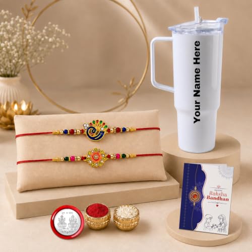Rakhi for Brother with Travel Tumbler-1800ml - Raksha Bandhan Gift Set, Pack of 6