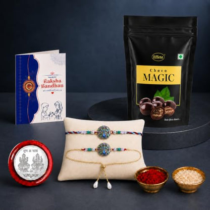 Rakhi for Brother with Chocolate Magic Pouch - Raksha Bandhan Gift Set, Pack of 5