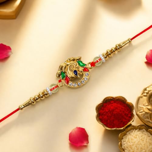 Multicolor Rakhi for Brother with Pooja Thali - Rakshabandhan Gift Set, Pack of 7