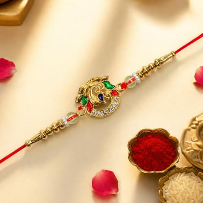 Multicolor Rakhi for Brother with Pooja Thali - Rakshabandhan Gift Set, Pack of 7