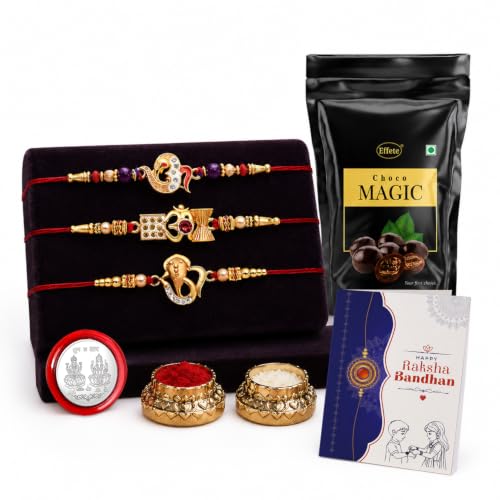 Rakhi for Brother with Chocolate Magic Pouch - Raksha Bandhan Gift Set, Pack of 7
