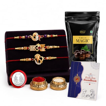 Rakhi for Brother with Chocolate Magic Pouch - Raksha Bandhan Gift Set, Pack of 7
