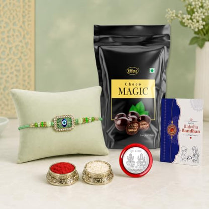 Evil Eye Rakhi Combo - Raksha Bandhan Gift with Choco Magic Standy Pouch, Pack of 5