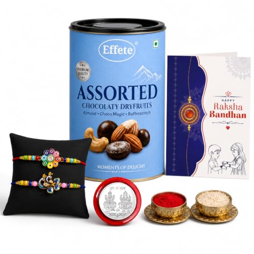 Flower, Peacock Rakhi Combo - Raksha Bandhan Gift with Assorted Choco 96gm, Pack of 6