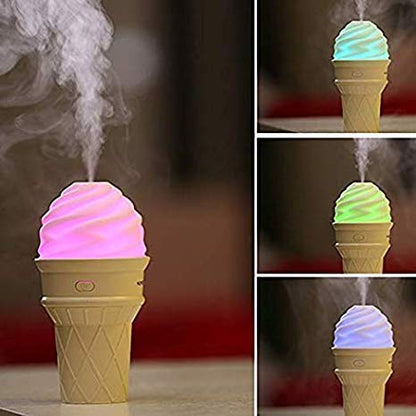 Ice Cream Design LED Humidifier for Freshening Air & Fragrance (Multicoloured)