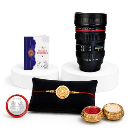 Roumd Rakhi for Brother with Coffee Mug - Raksha Bandhan Gift Set, Pack of 5
