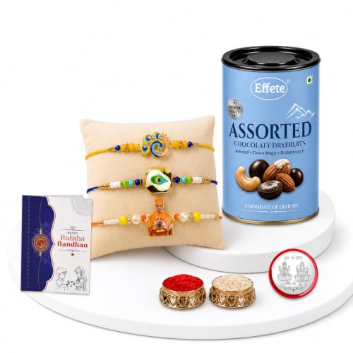 Swami Maharaj Rakhi Combo - Raksha Bandhan Gift with Assorted Choco 96gm, Pack of 7