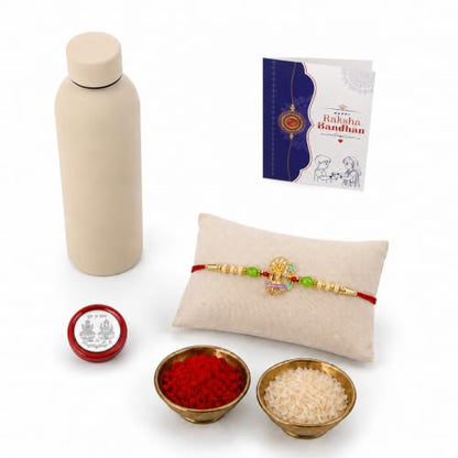 Ram Rakhi Combo - Raksha Bandhan Gift with SS Water Bottle 500ml, Pack of 5 | Rakhi Gift
