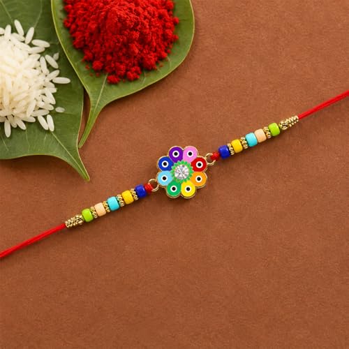Flower Rakhi Combo - Raksha Bandhan Gift with Choco Almonds 32gm, Pack of 5 | Rakhi Gift