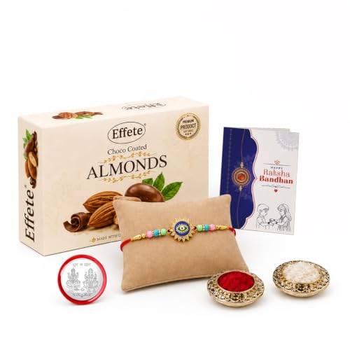 Evil Eye Rakhi Combo - Raksha Bandhan Gift with Choco Almonds 32gm, Pack of 5 | Rakhi Gift